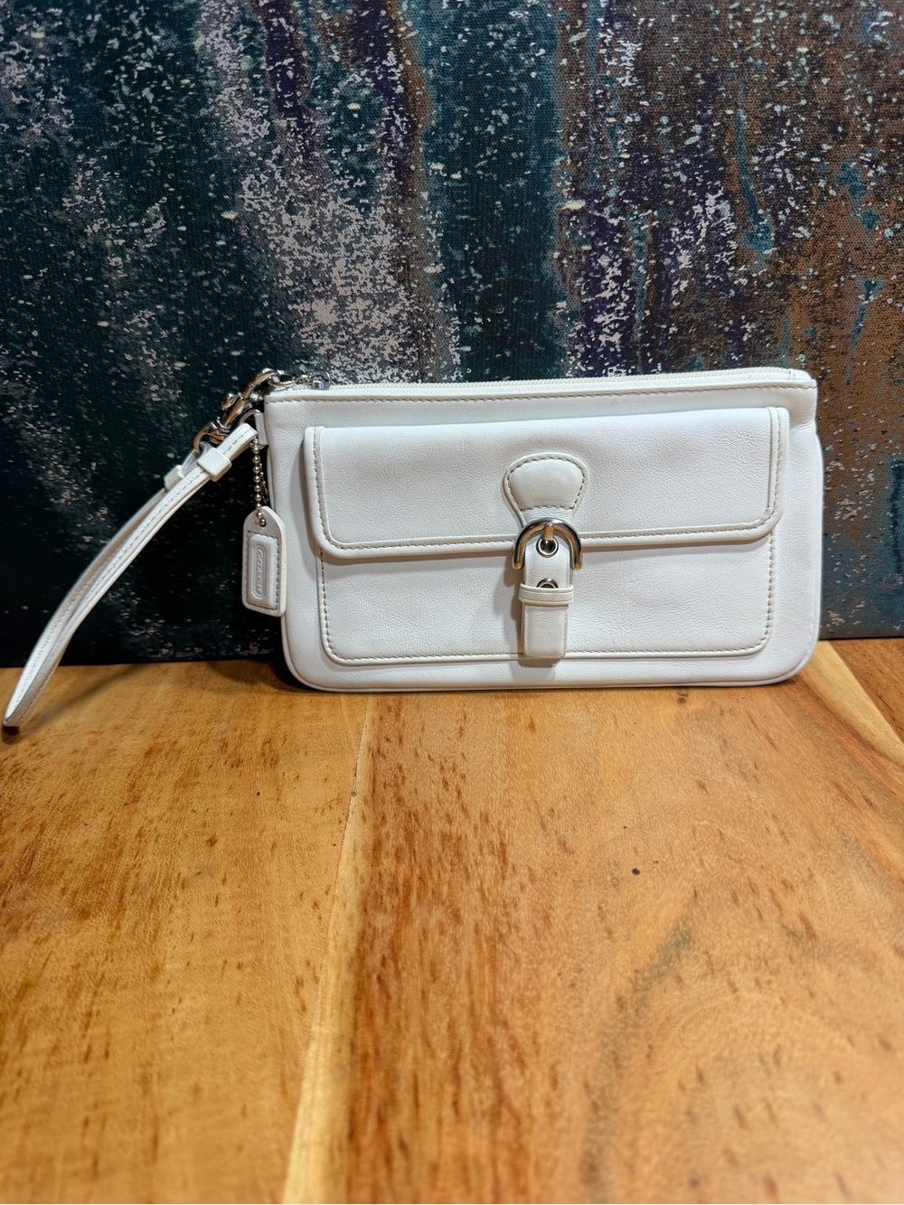 Coach Rare Y2K Hamptons Buckle Wristlet in Chalk